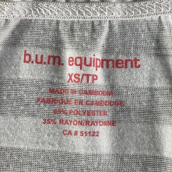 Bum Equipment White Semi-Sheer Striped T-Shirt With Adjustable Tie At Waist - Picture 7 of 9